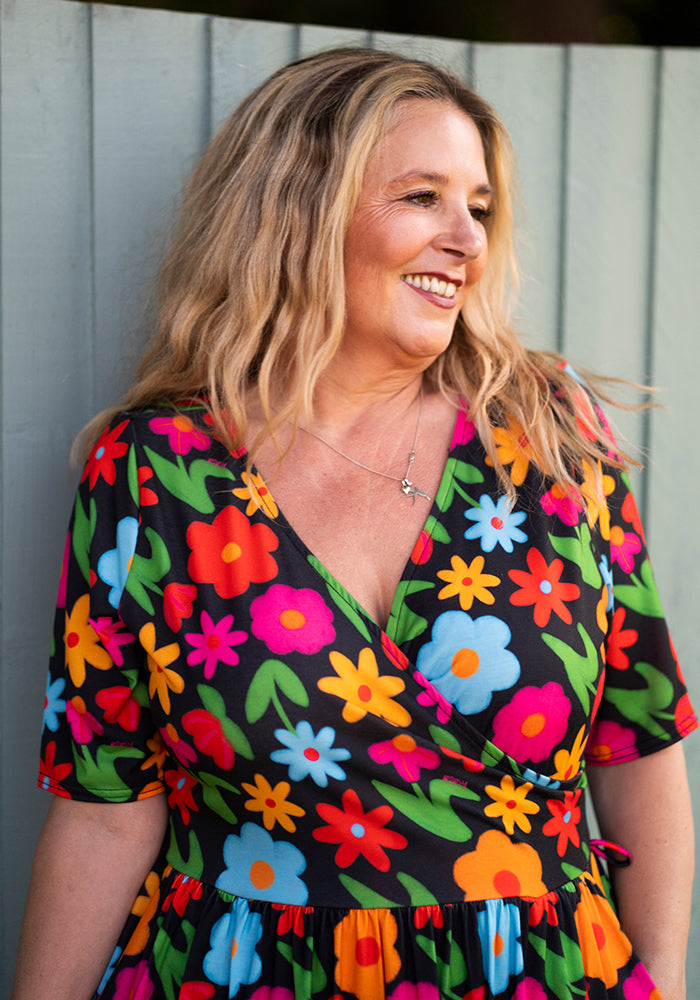 Fourth angle of Ulani Bold Bright Print Midi Dress