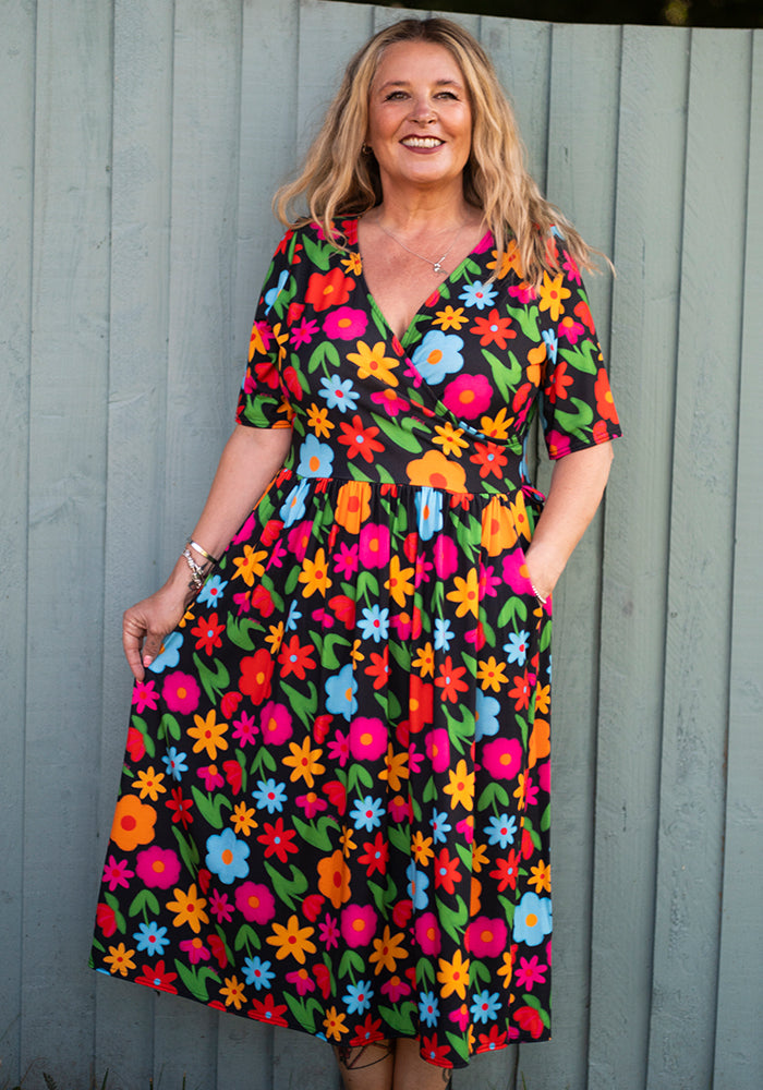 Ninth angle of Ulani Bold Bright Print Midi Dress