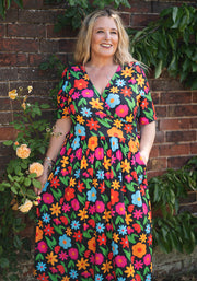Ulani Bold Bright Print Midi Dress