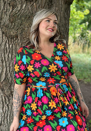 Ulani Bold Bright Print Midi Dress