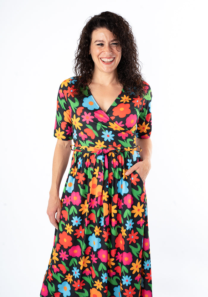 Ulani Bold Bright Print Midi Dress