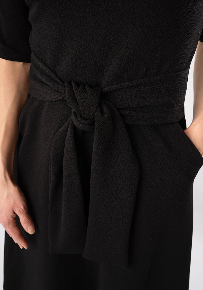 Fourth angle of Uma Black Textured Crepe Midi Dress