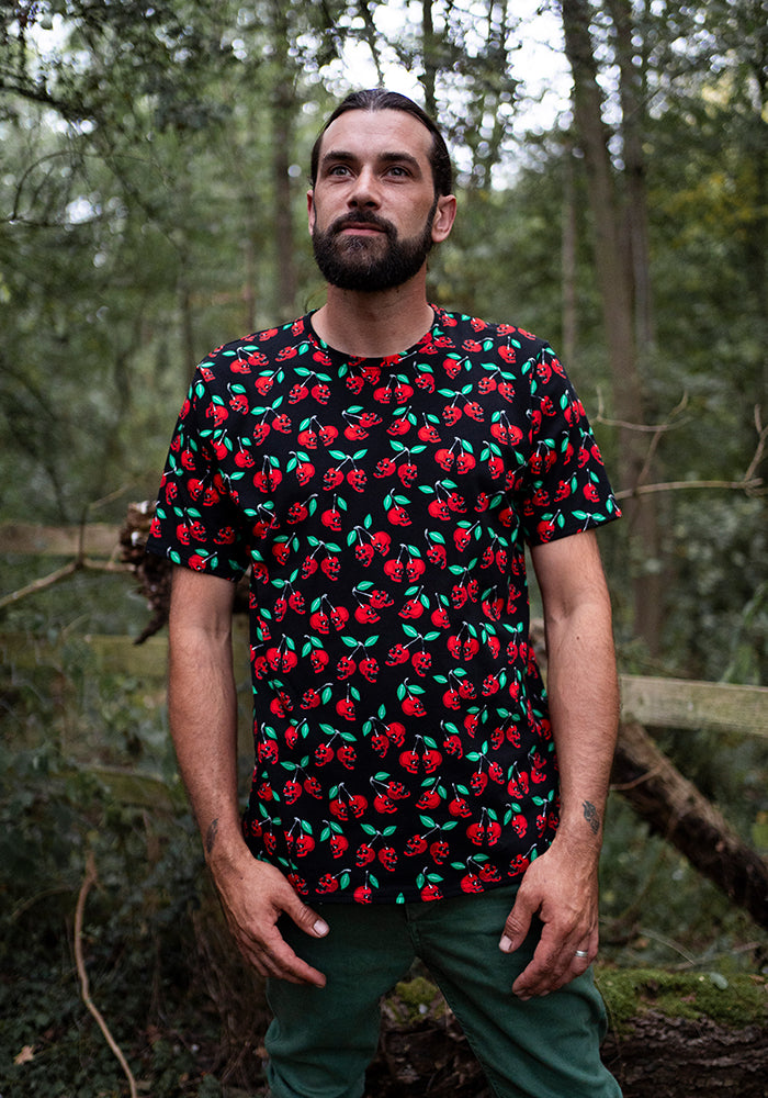 Morella Skull Cherries Print Cotton T-Shirt