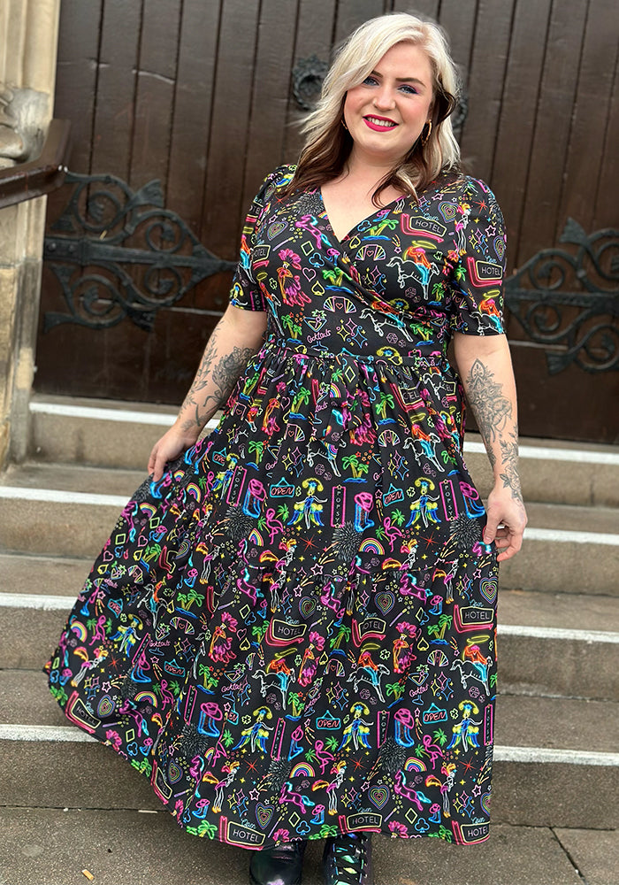 Front view of Valeria Vegas Print Midaxi Dress