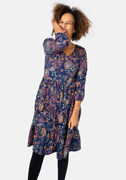 Vaughn Spiced Paisley Print Tiered Hem Dress