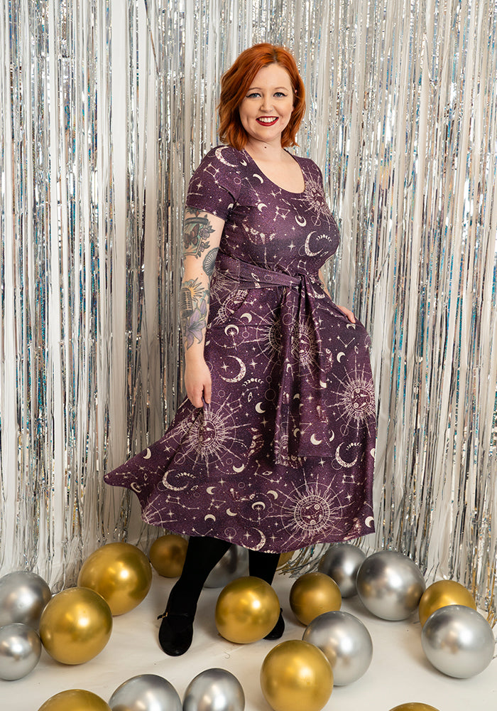 Vanya Celestial Print Midi Dress