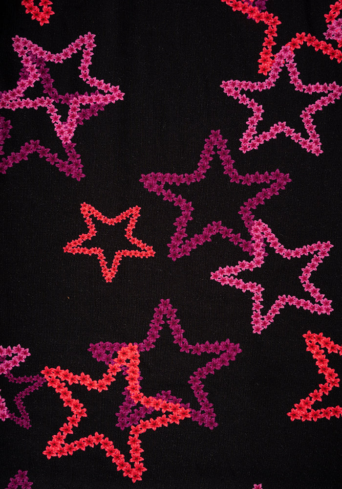 Verity Ditsy Stars Print Tiered Hem Viscose Midaxi Dress