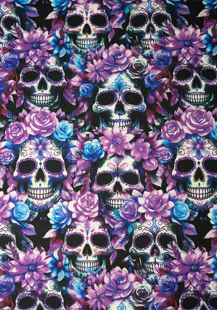 Dexter Purple Floral Skull Print Midi Dress