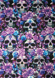 Vex Purple Floral Skull Print Midi Dress