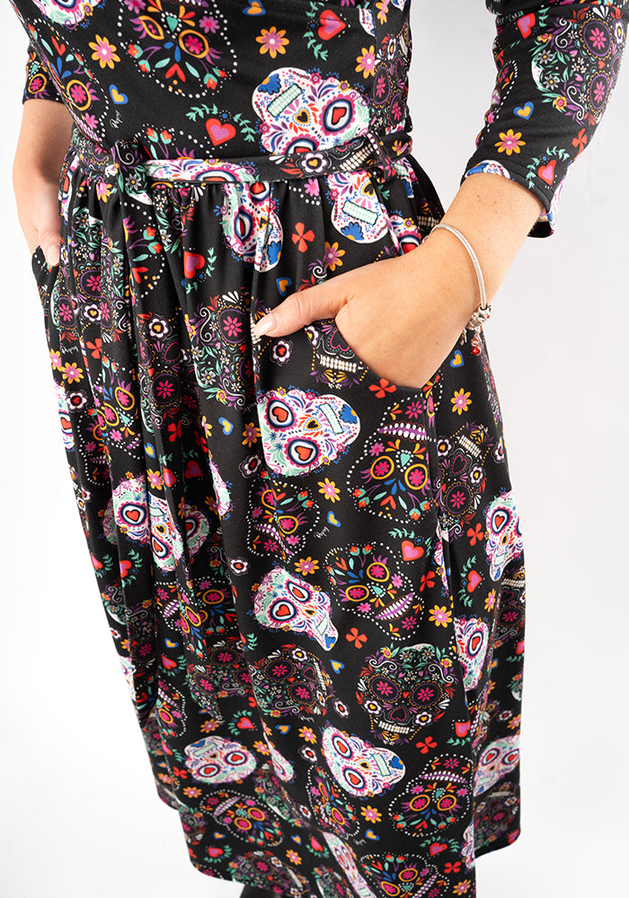 Veya Skull Print Midi Dress