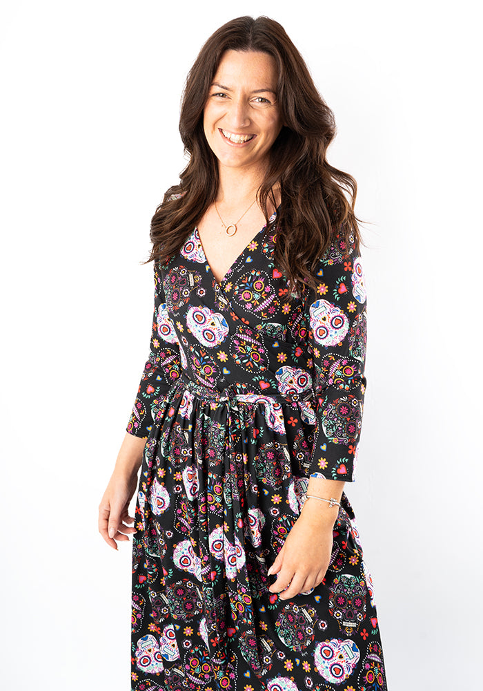 Sixth angle of Veya Skull Print Midi Dress