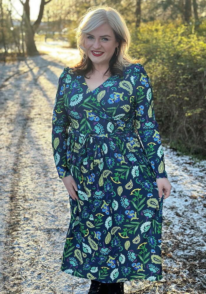Third angle of Vici Paisley Floral Print Midi Dress