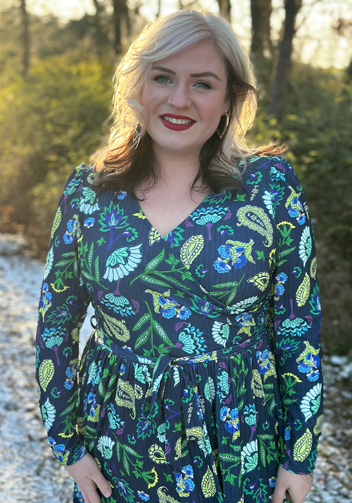 Sixth angle of Vici Paisley Floral Print Midi Dress