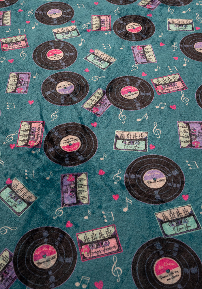 Fifth angle of Pop-under Mixtapes Print Plush Blanket