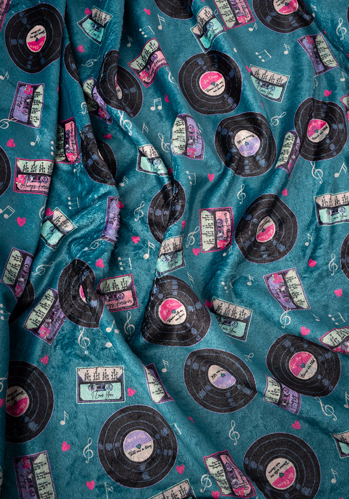 Seventh angle of Pop-under Mixtapes Print Plush Blanket