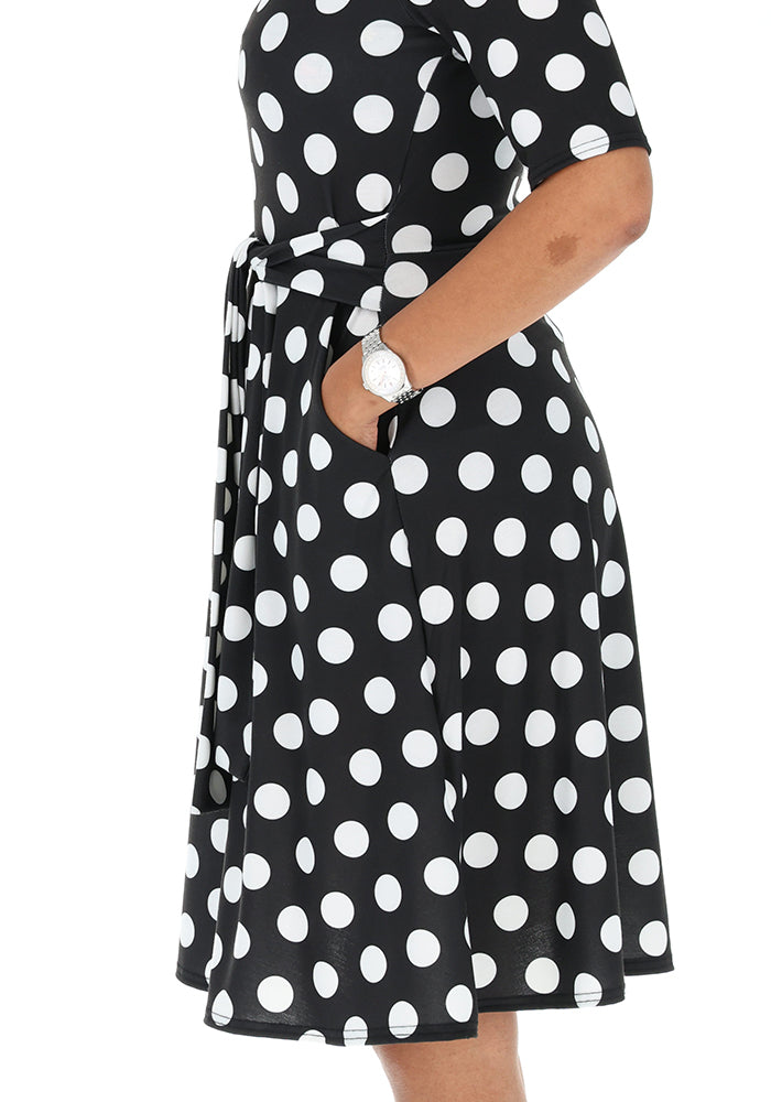 Fifth angle of Violeta Mono Large Spot Print Jersey Dress