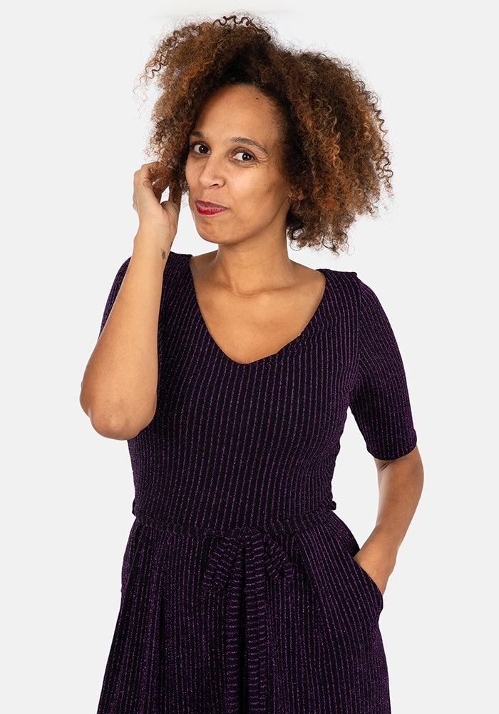 Violette Black & Purple Culotte Leg Jumpsuit