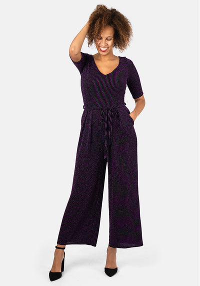 Violette Black & Purple Culotte Leg Jumpsuit