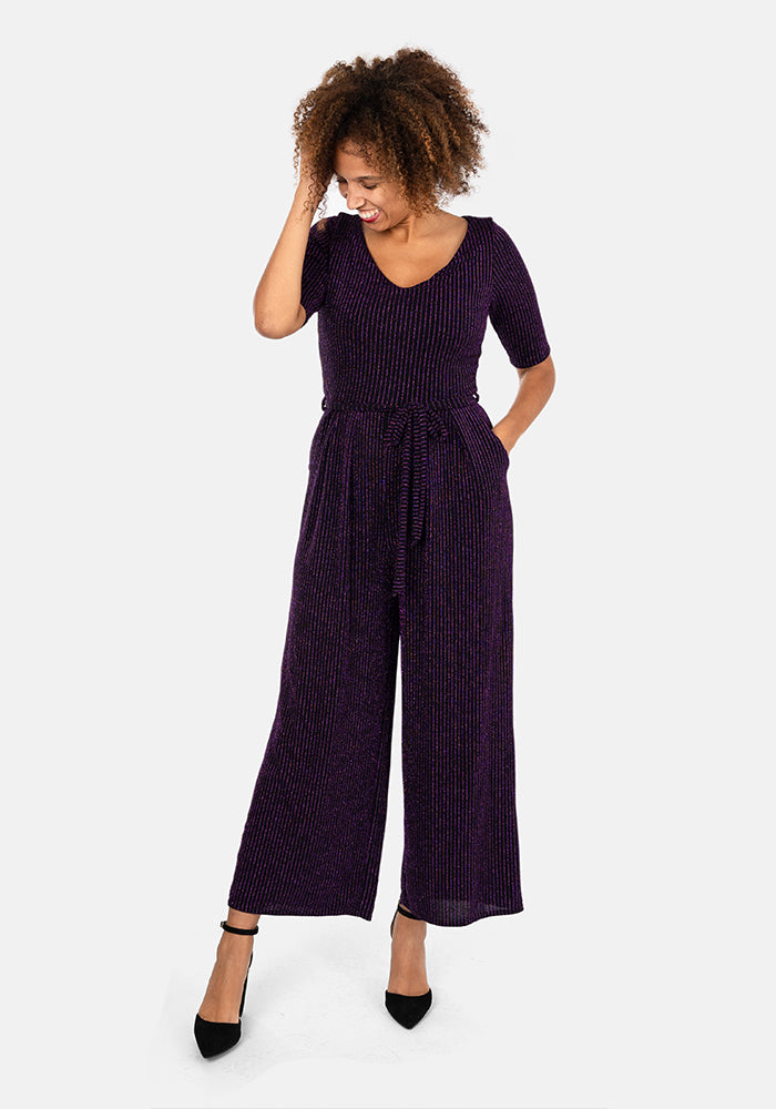 Violette Black & Purple Culotte Leg Jumpsuit