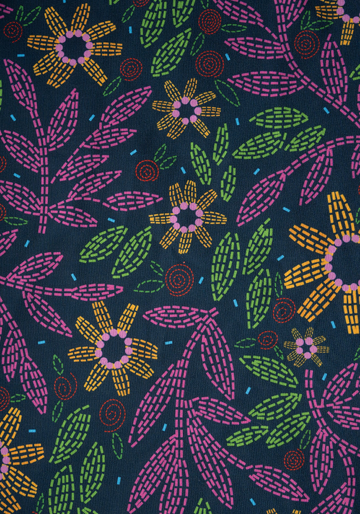 Second angle of Virginia Floral Embroidery Print Tiered Hem Midaxi Dress