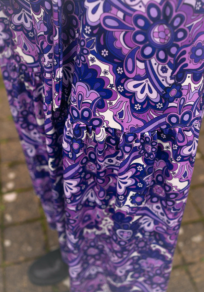 Eleventh angle of Vivianne Purple Retro Paisley Print Jersey Midaxi Dress