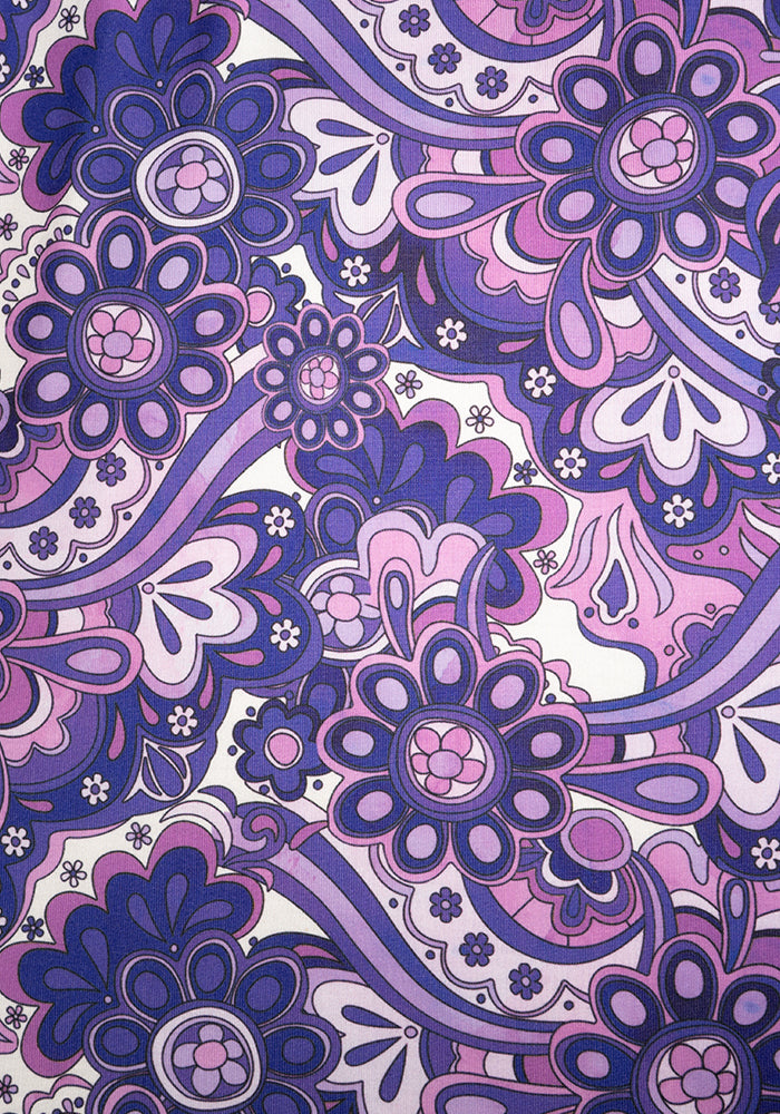 Second angle of Vivianne Purple Retro Paisley Print Jersey Midaxi Dress
