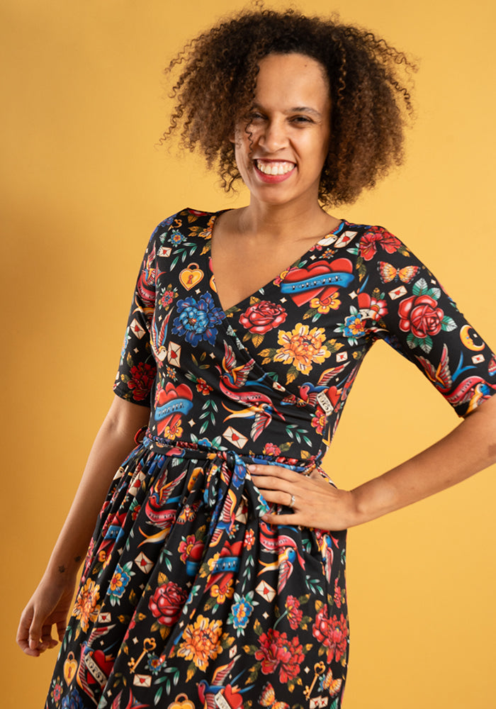 Von Tattoos Print Midi Dress