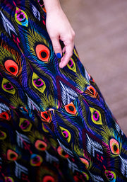 Nemali Peacock Feathers Print Cotton Midaxi Dress
