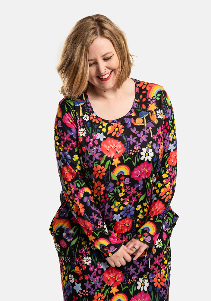 Seventh angle of Mandy Rainbow Garden Print Nightshirt