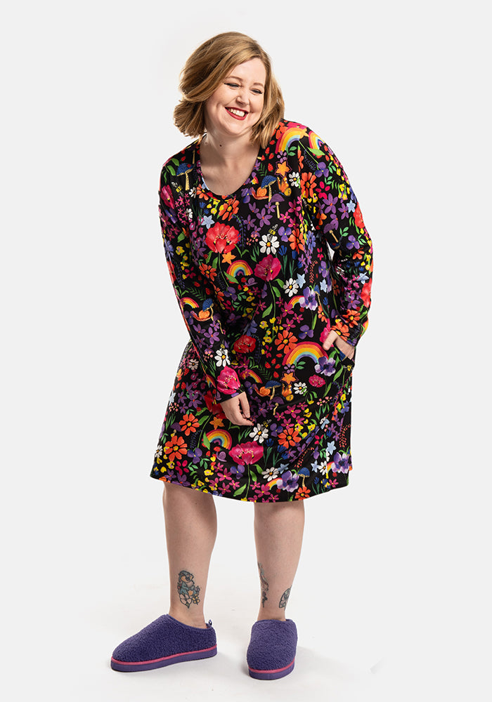 Sixth angle of Mandy Rainbow Garden Print Nightshirt