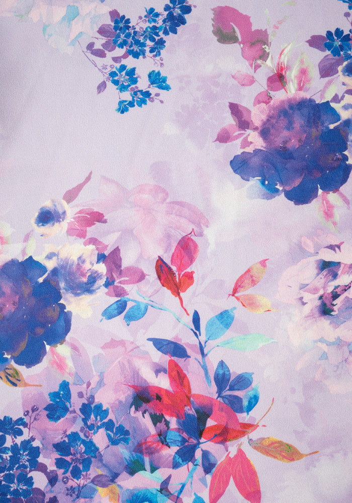 Westley Lilac Floral Print Scallop Vintage Swing Dress