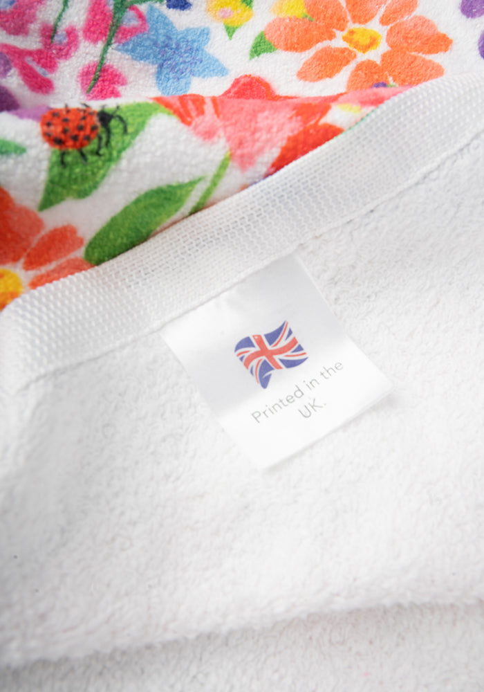 Fourth angle of Large White Rainbow Floral Print Towel