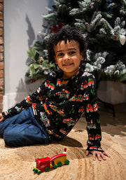 Children's Christmas Train Print Cotton T-Shirt (Wish)