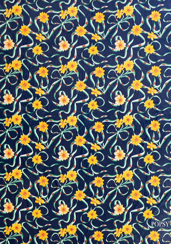 Third angle of Wales Navy Print Plush Throw Blanket (Pop-Under)