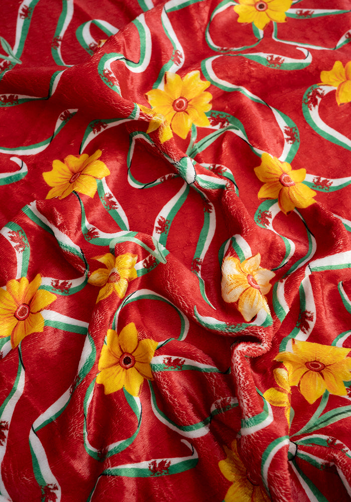 Third angle of Wales Red Print Plush Throw Blanket (Pop-Under)