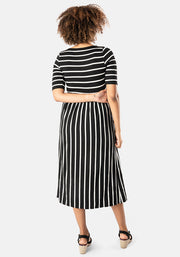 Wallis Black & Ecru Stripe Midi Dress