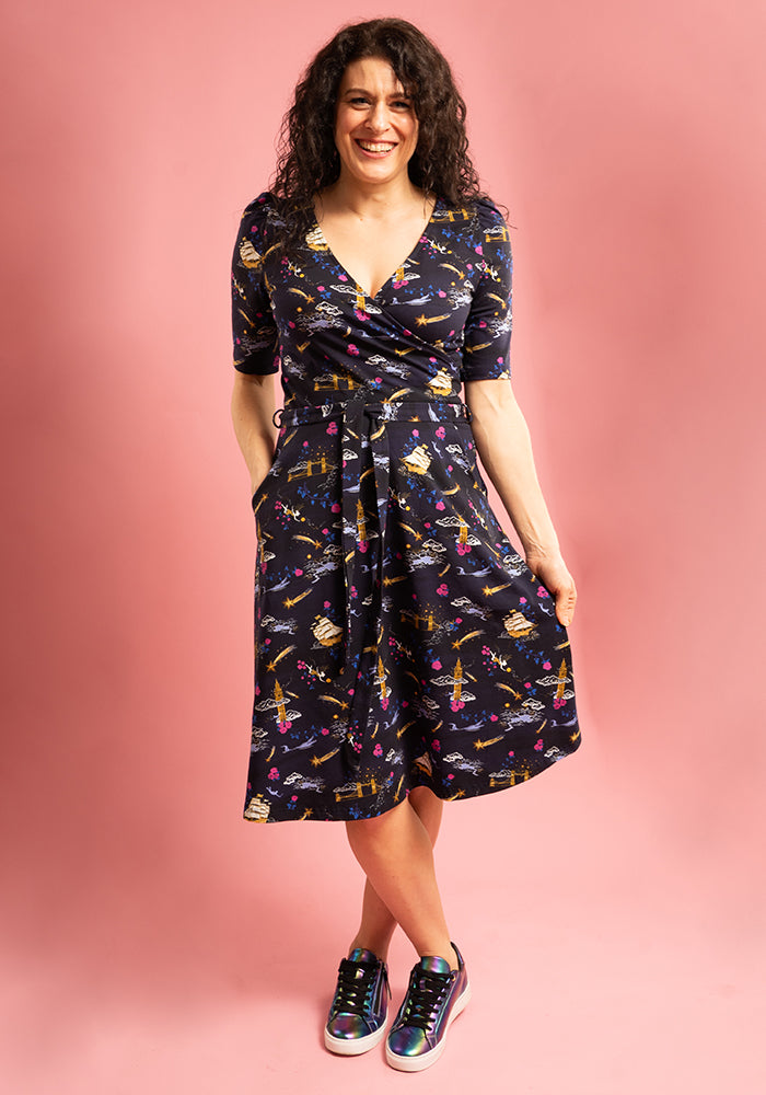 Third angle of Wendie Magical Story Print Cotton Dress