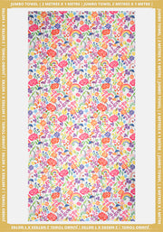 White Rainbow Floral Print Jumbo Bath Sheet