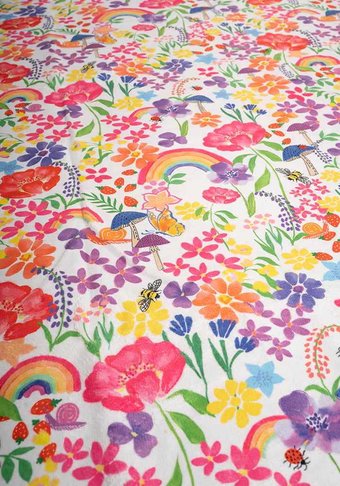 White Rainbow Floral Print Jumbo Bath Sheet
