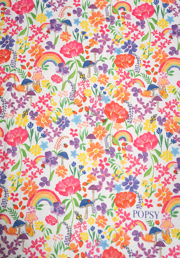 White Rainbow Floral Print Jumbo Bath Sheet