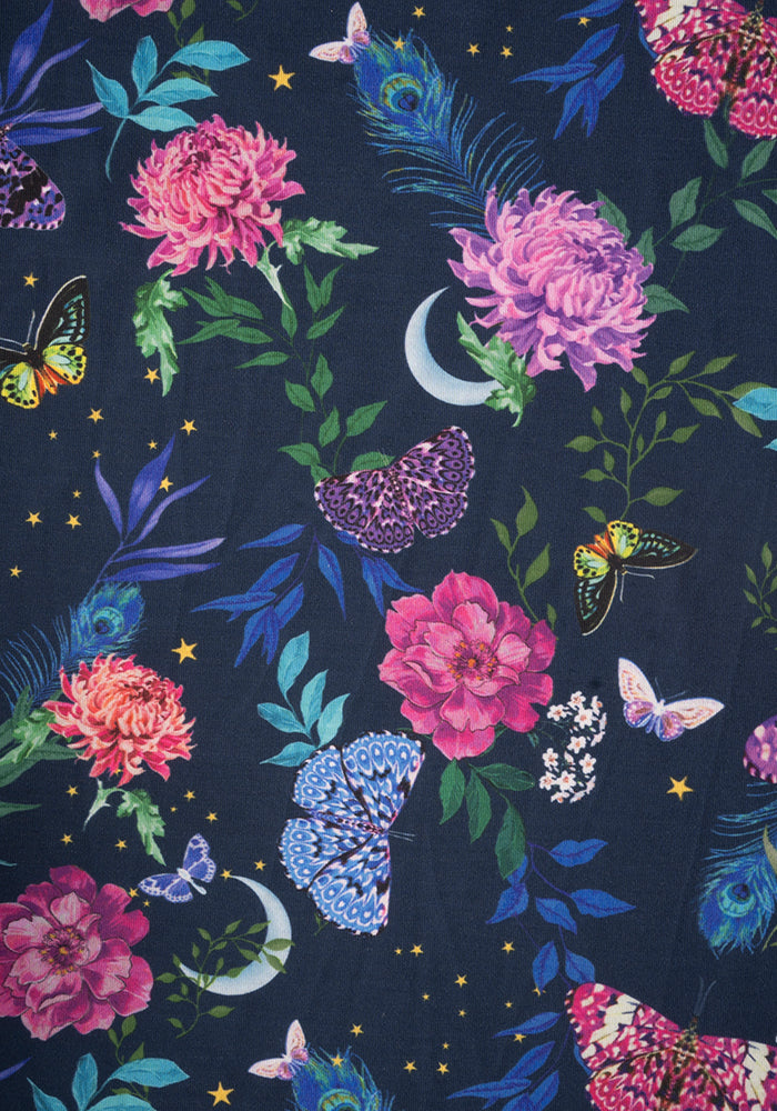 Wilma Midnight Garden Butterfly Print Dress