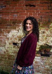 Wine Cable Sleeve Cardigan