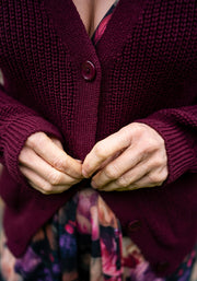 Wine Cable Sleeve Cardigan