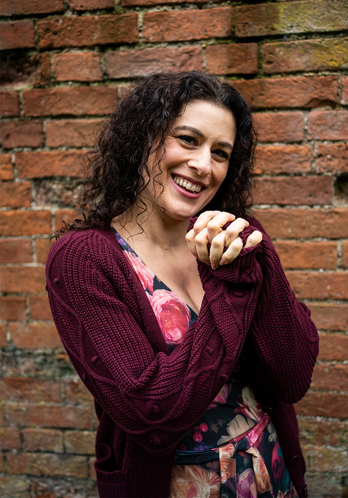 Wine Cable Sleeve Cardigan