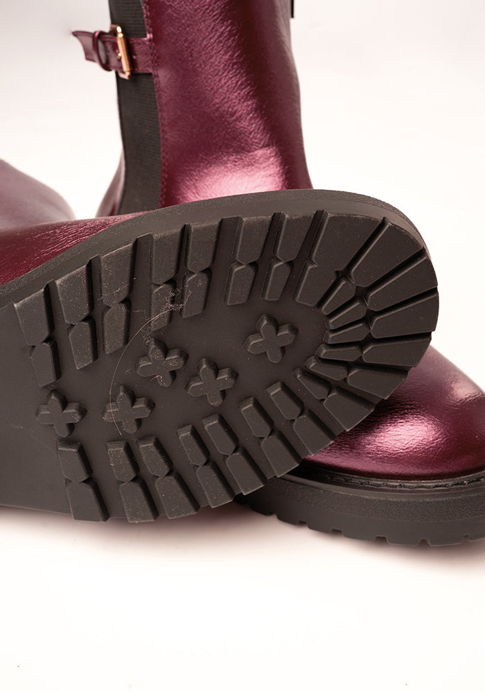 Metallic Wine Chelsea Boot