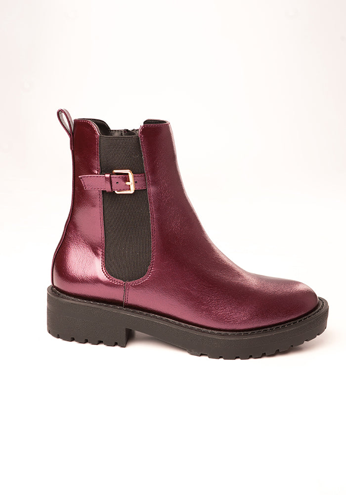 Fourth angle of Metallic Wine Chelsea Boot