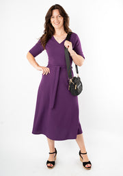 Winslet Plain Plum Midi Dress