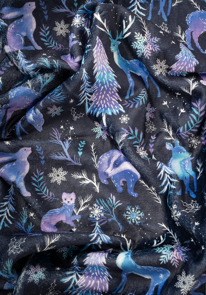 Pop-under Winter Magical Animals Print Plush Blanket