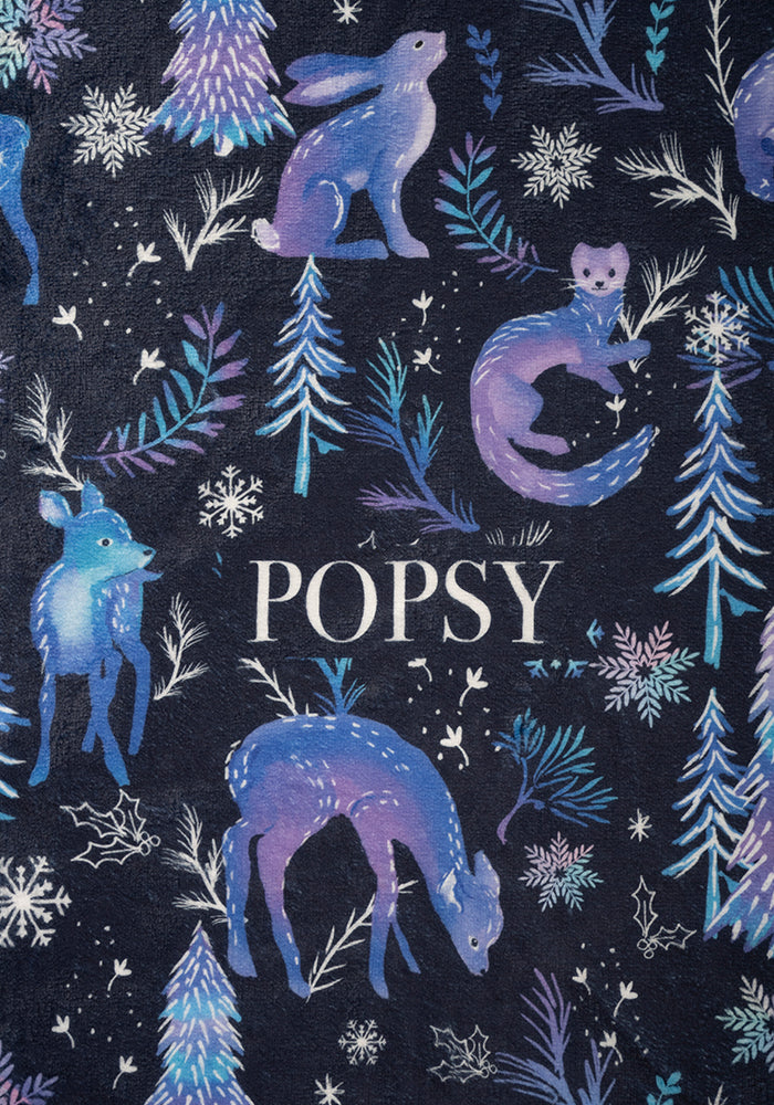 Pop-under Winter Magical Animals Print Plush Blanket
