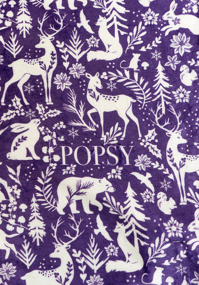 Winter Wonderland Print Plush Throw Blanket (Pop-Under)